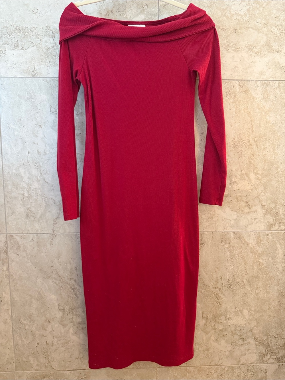 Universal Thread Red Off-the-Shoulder Long Sleeve Midi Dress